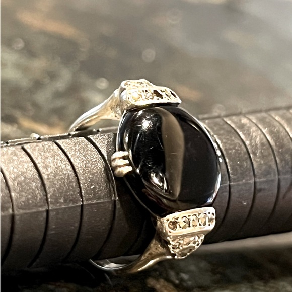 Sterling silver Onyx marcasite ring size 5.5 - Picture 5 of 5